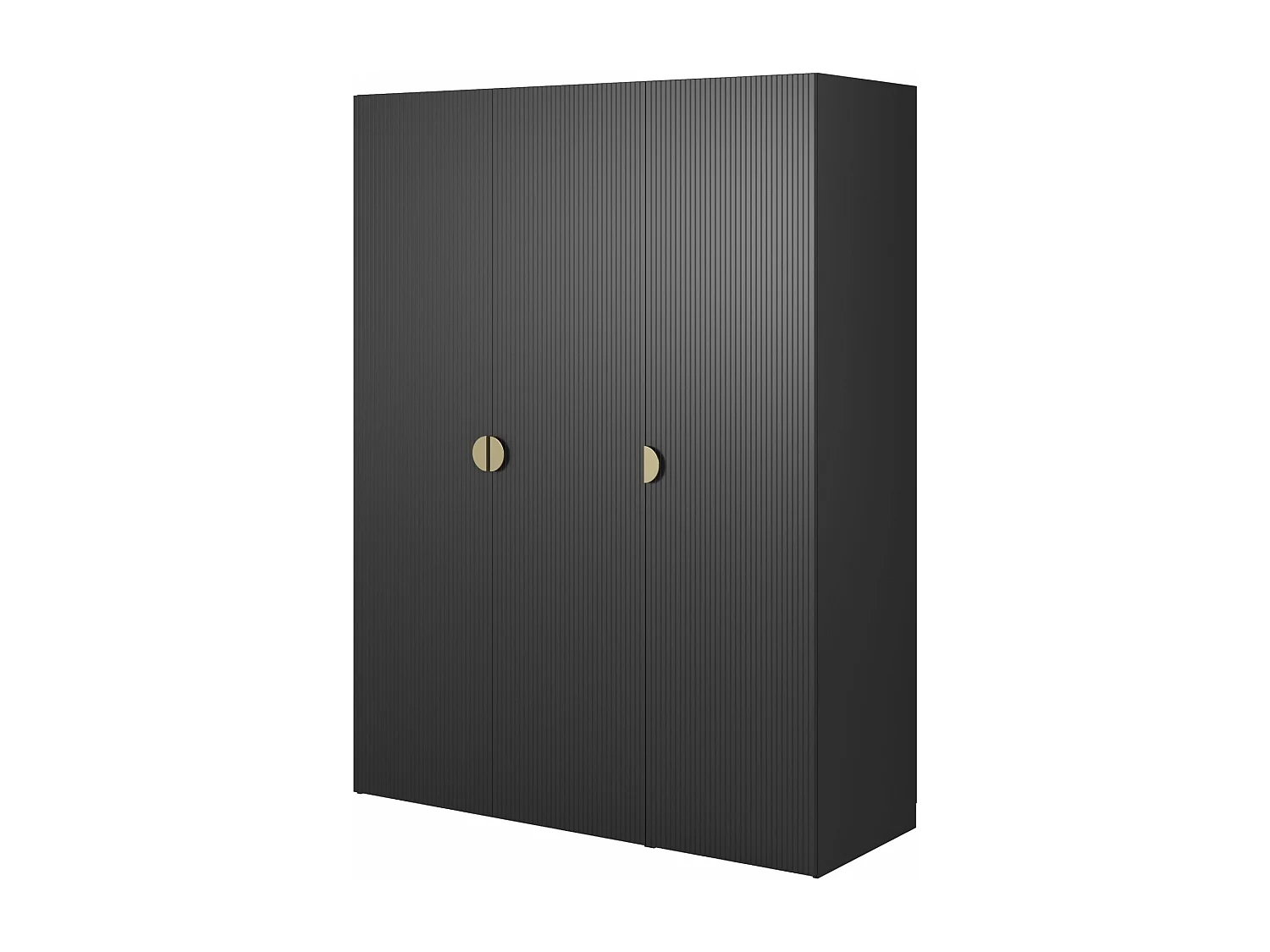 Kleiderschrank 3T mit langer Stange & Schubladen - 150 cm - schwarz - MOONIR