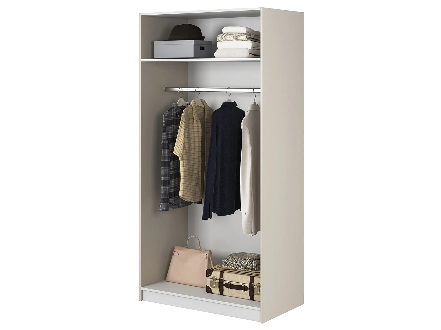 Armoire 2 portes avec tringle - 100 cm - grège - MOONIR