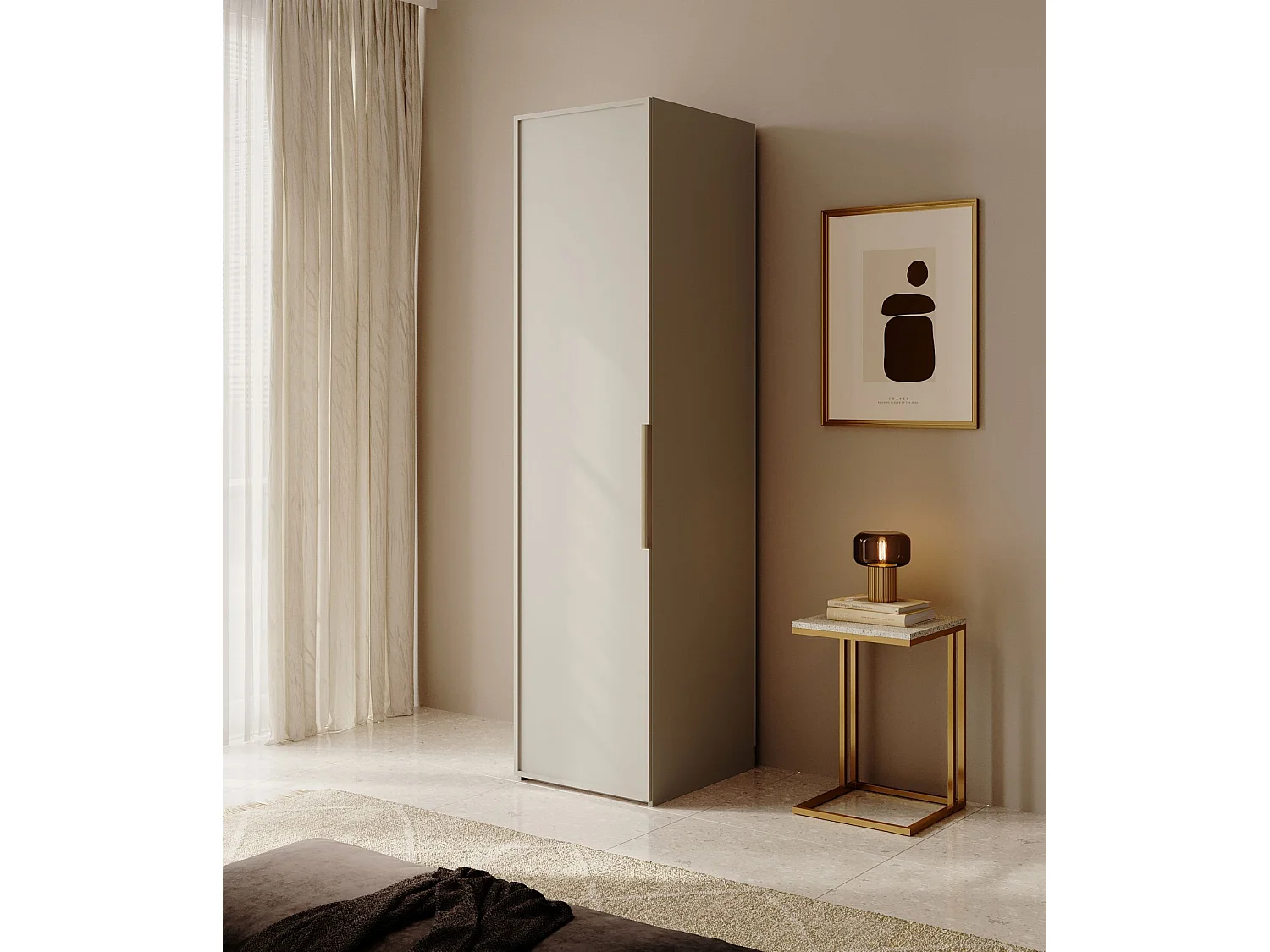 Armoire une porte avec étagères - 50 cm - grège - FRAME