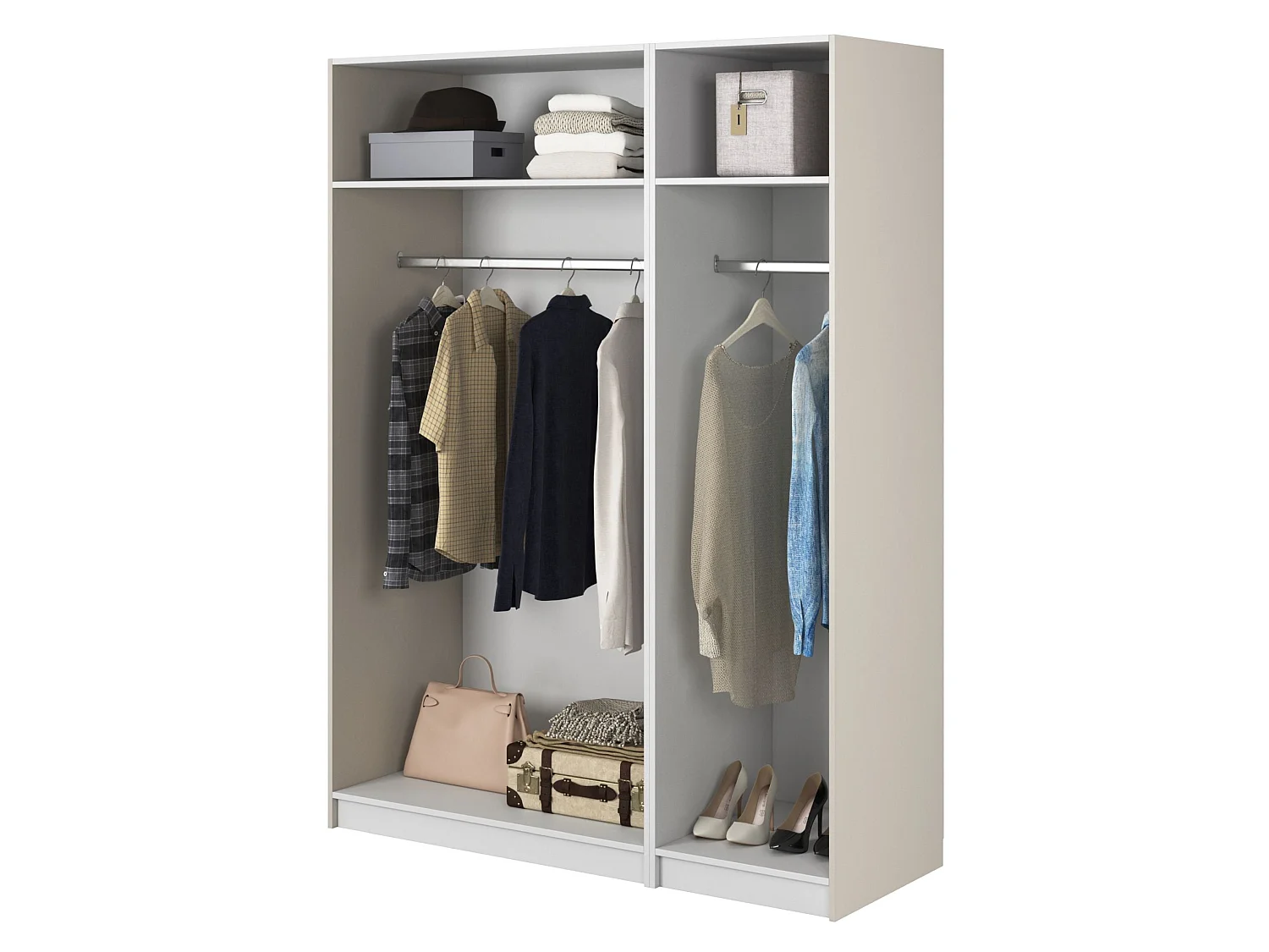 3-deurskast met twee roedes - 150 cm - greige - FRAME