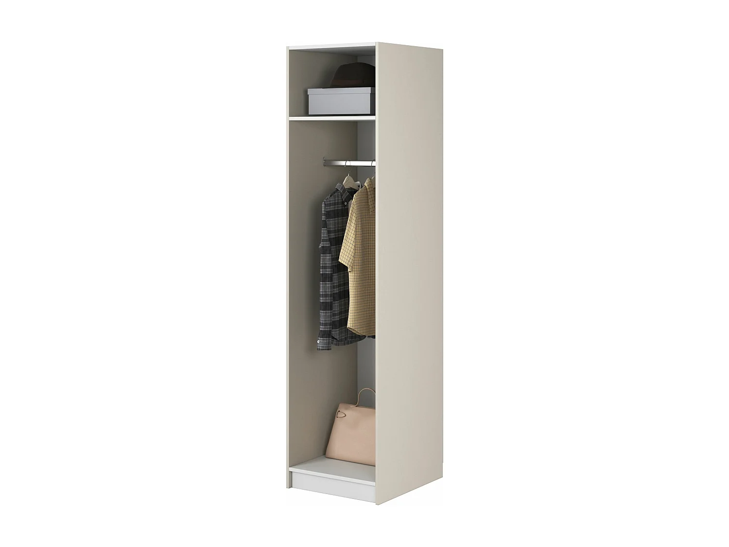 Armoire une porte avec tringle - 50 cm - grège - MOONIR