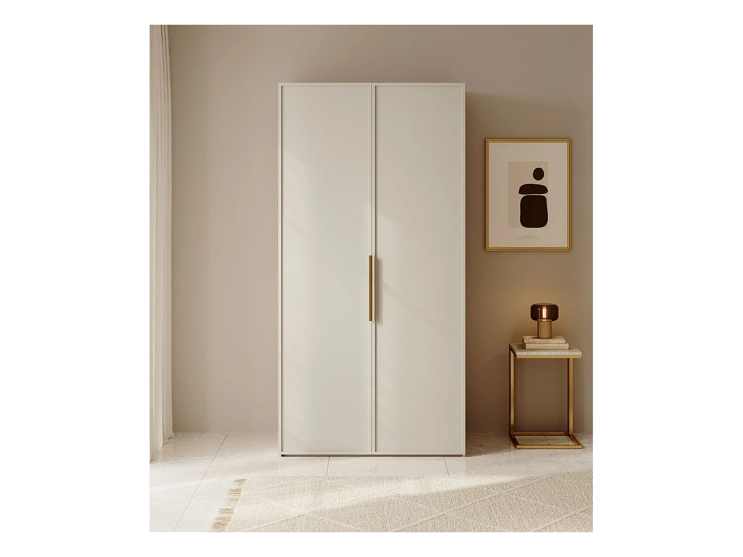 Armoire 2 portes avec tringle - 100 cm - grège - FRAME