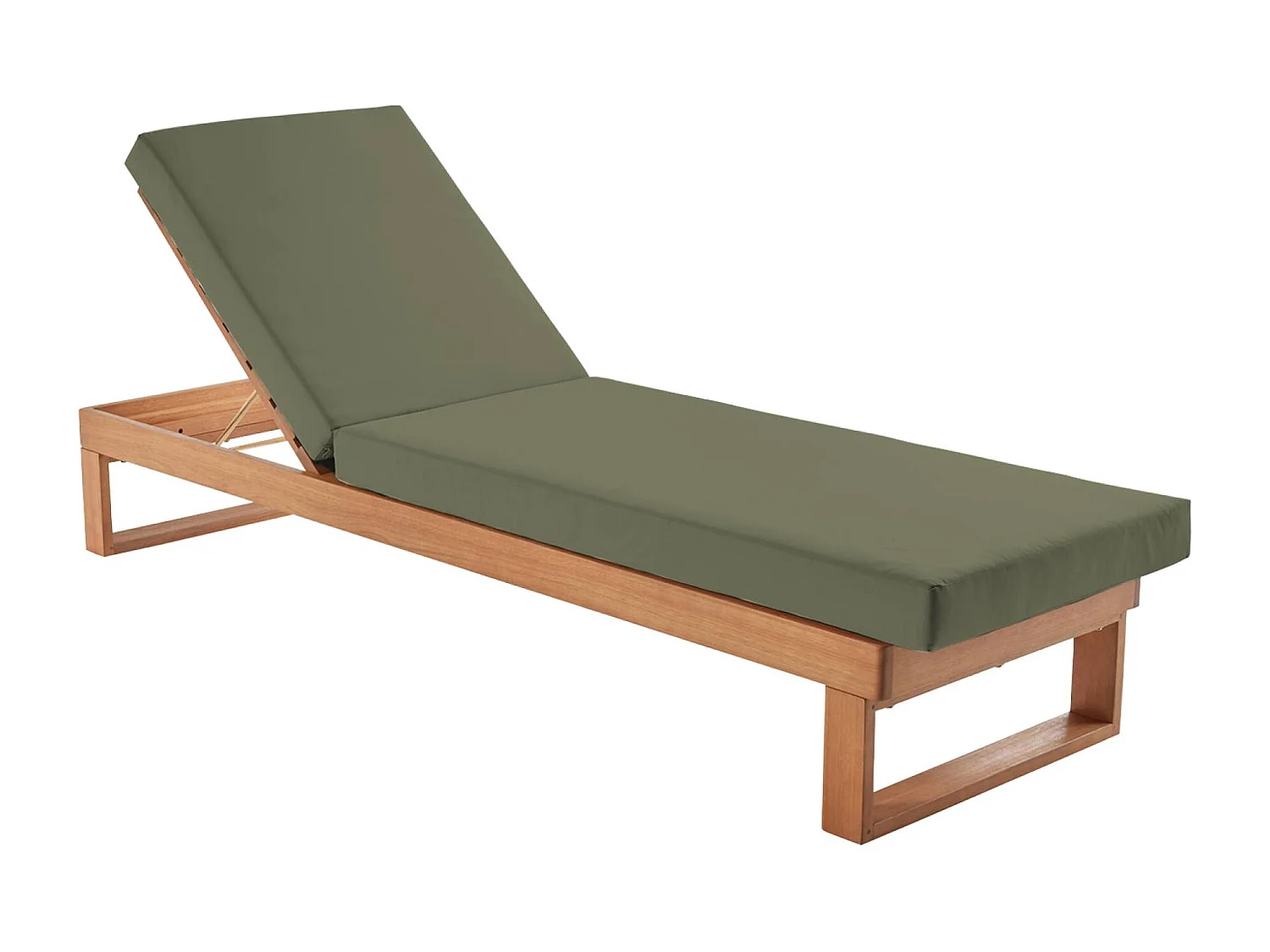 Lettino prendola in legno di eucalipto, multi posizione, verde kaki