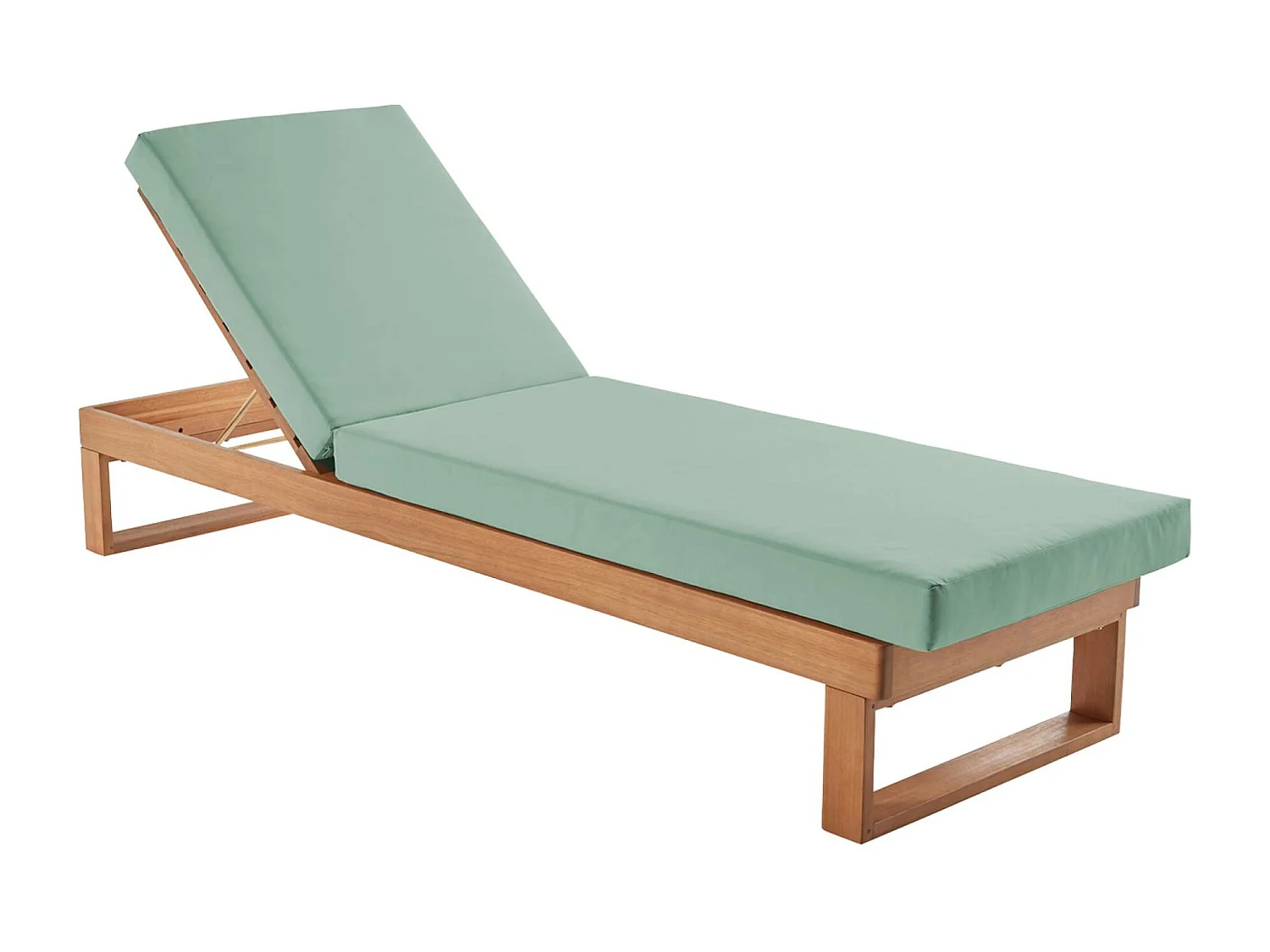 Tumbona de madera de eucalipto, multiposiciones verde grisáceo