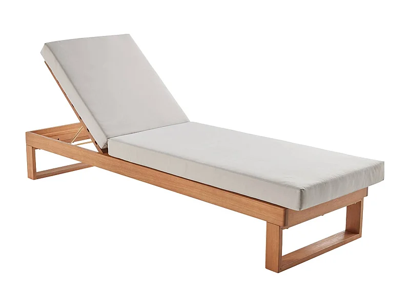 Lettino prendola in legno di eucalipto, multi posizione, beige