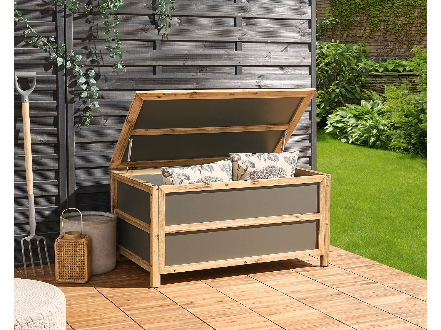 Coffre de rangement ACATE 121 cm 72 cm Gris