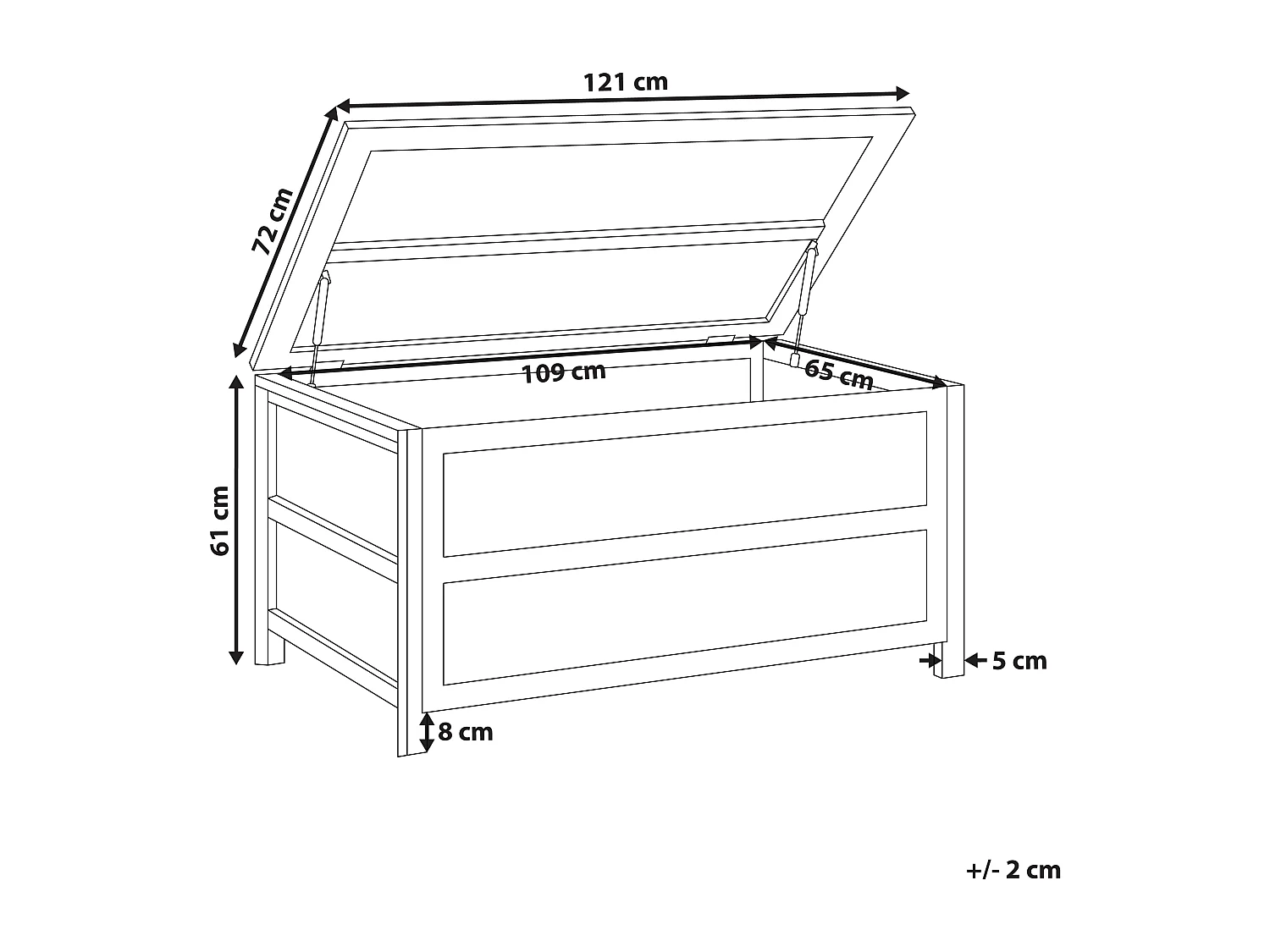 Skrzynia ogrodowa ACATE Beton 121 cm 72 cm Szary