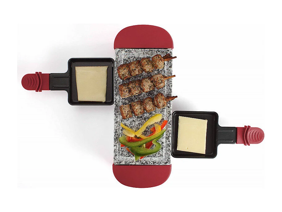 Appareil à raclette - 350W - Plateau en granite - Rouge chili