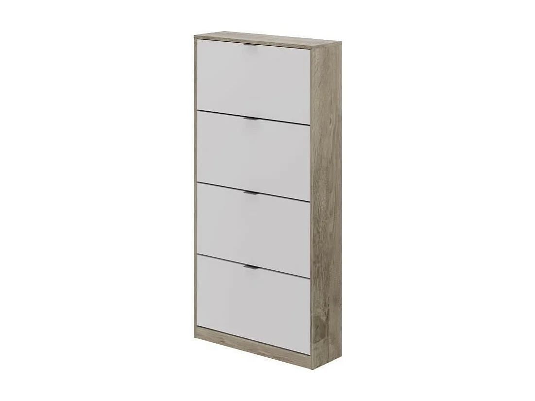 Meuble a chaussures - 4 Portes - Chene et blanc