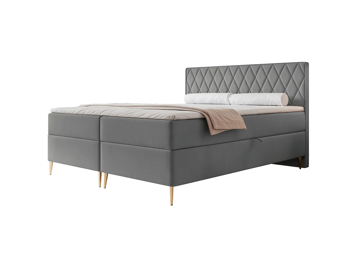 Boxspringbett 160x200 - mit Bonellmatratze - Topper - Velours - blau-grau - CARESSO