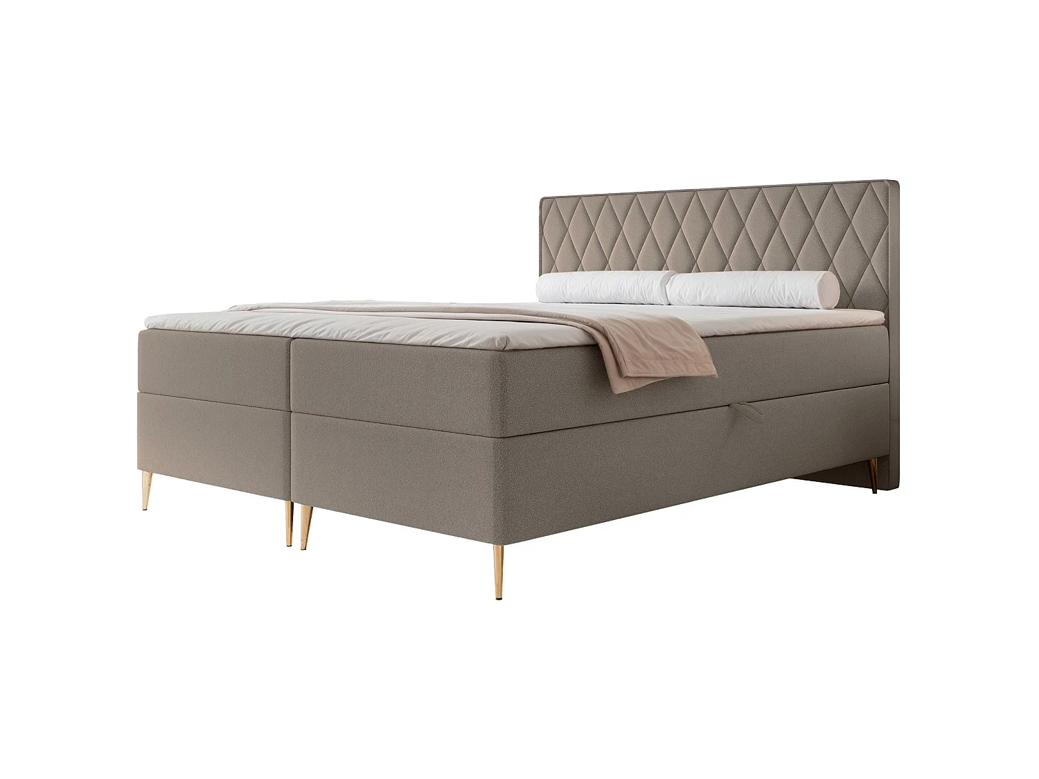 Boxspringbett 180x200 - mit Bonellmatratze - Topper - Chenille - hellbraun - CARESSO