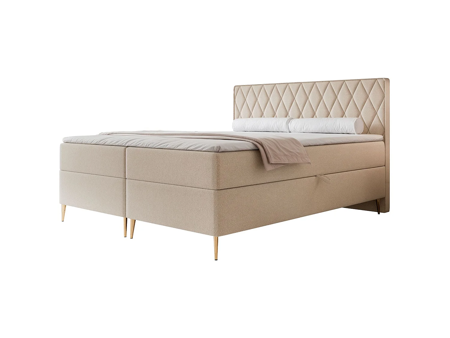 Boxspringbett 180x200 - mit Bonellmatratze - Topper - Chenille - beige - CARESSO