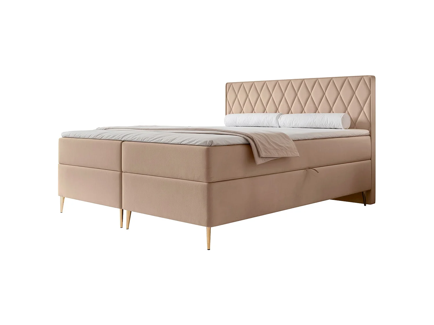 Boxspringbett 160x200 - mit Bonellmatratze - Topper - Velours - beige - CARESSO