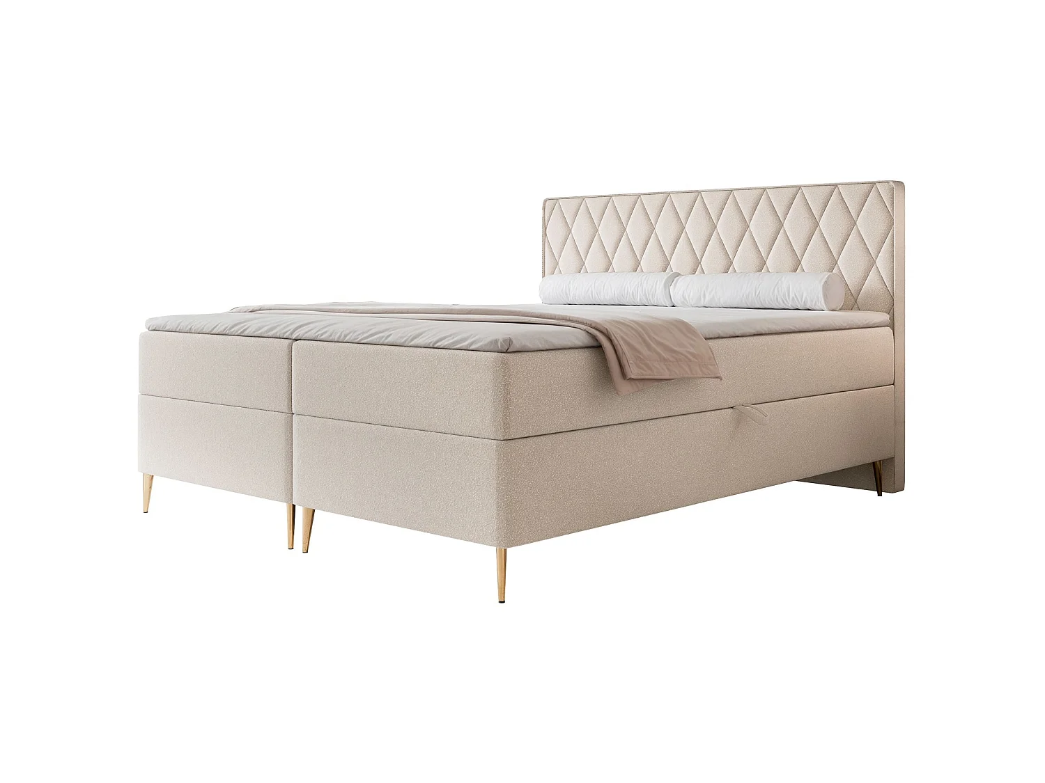 Boxspringbett 140x200 - mit Bonellmatratze - Topper - Chenille - creme - CARESSO