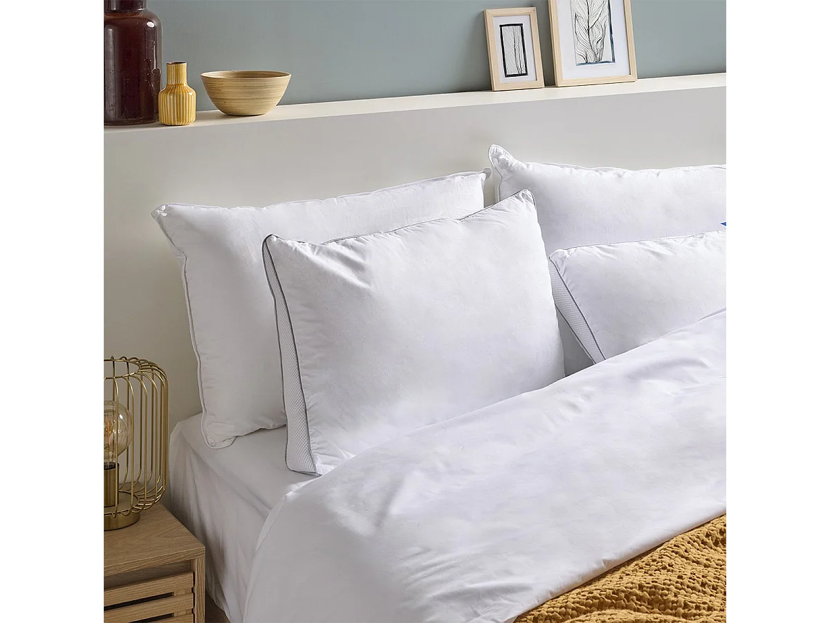 Oreiller souple 40x60cm Premium Ventilé - Enveloppe coton percale - Multipositions de sommeil