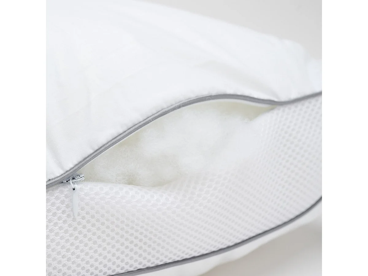 Oreiller souple 40x60cm Premium Ventilé - Enveloppe coton percale - Multipositions de sommeil