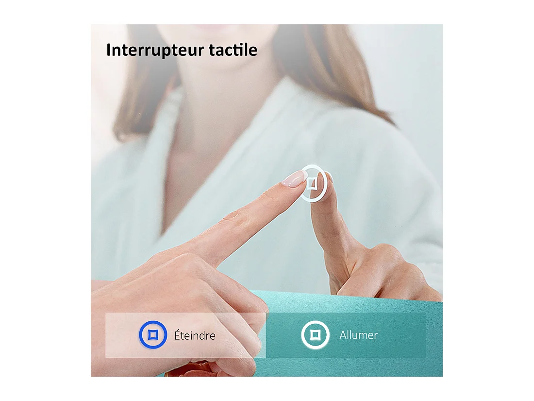 EMKE Specchio da bagno con luce Specchio da bagno rotondo con interruttore sensibile al tocco, antiappannamento, diametro 50 cm Tre colori di luce