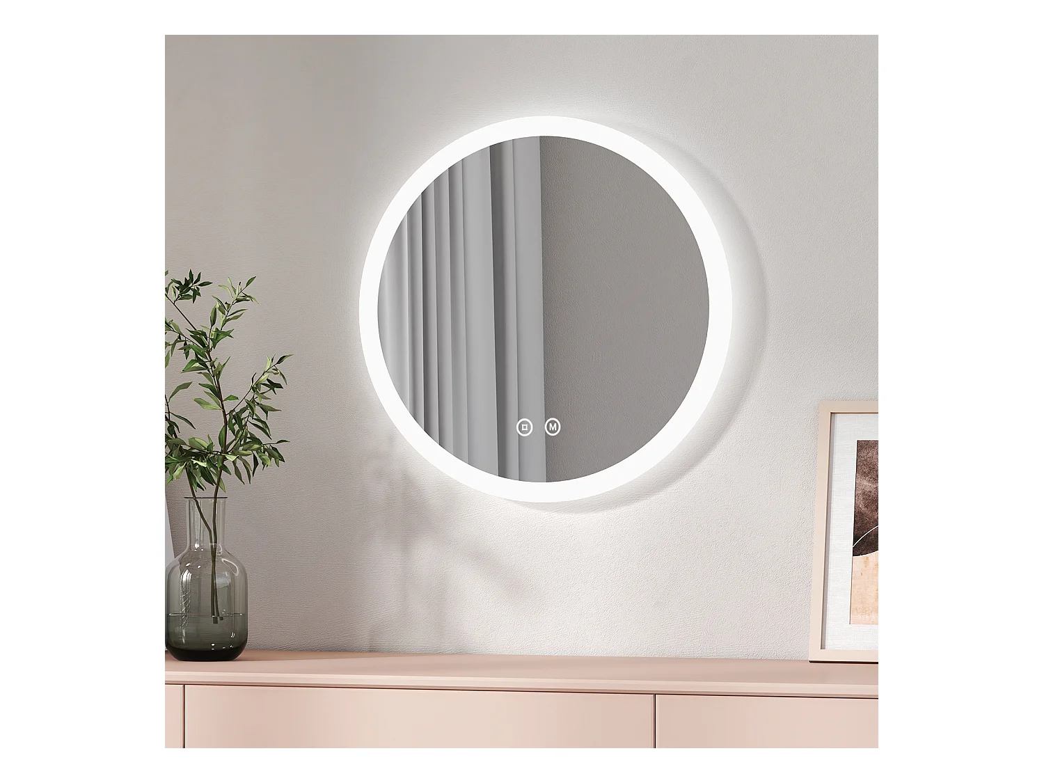 BADSPIEGEL runder mit Beleuchtung mit Anti-Beschlag Ø50 cm