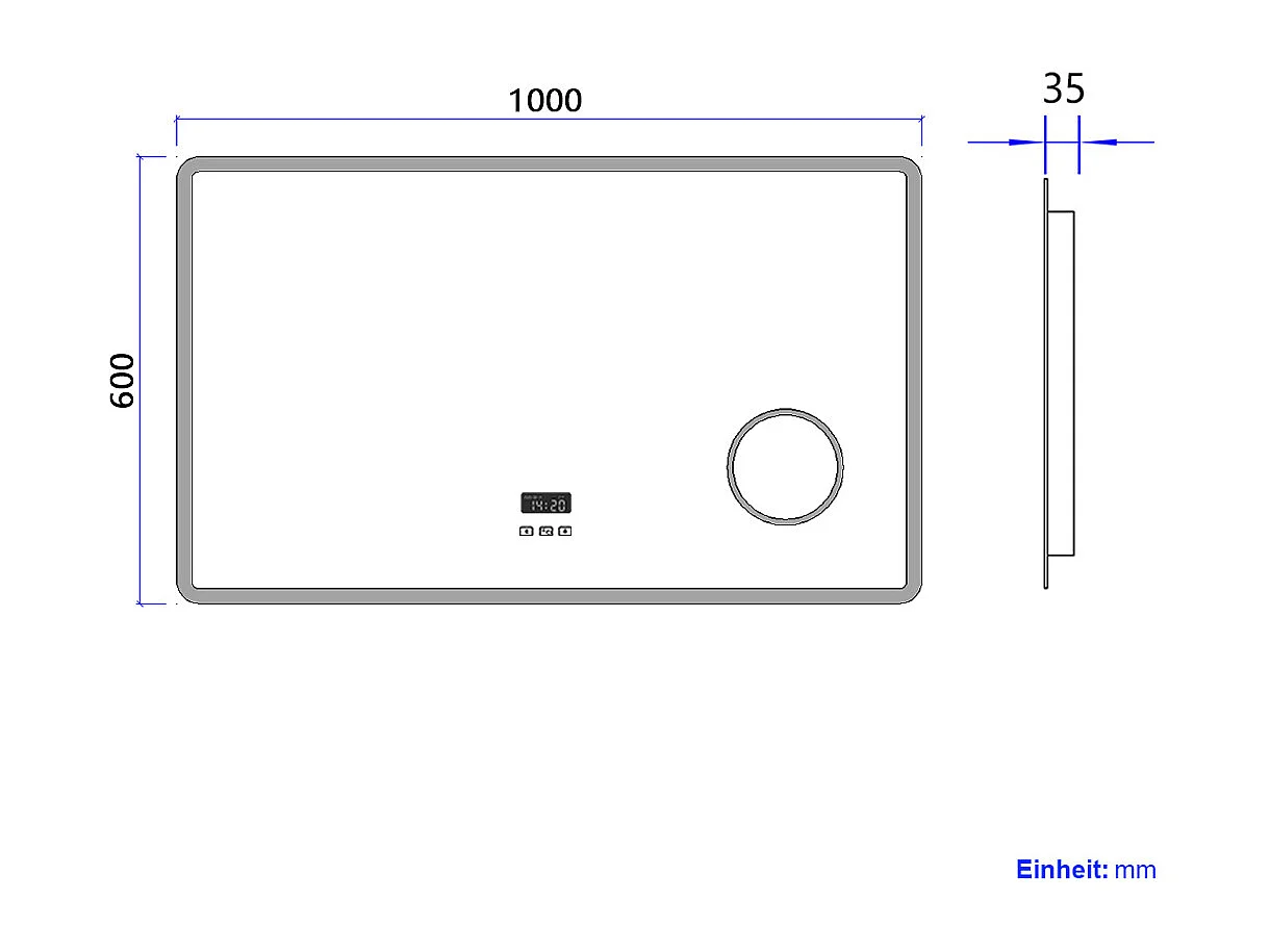 EMKE Miroir lumineux salle de bain 100x60cm, Miroir LED avec Interrupteur Tactile, Anti-buée, 3x Grossissement, Bluetooth, 3 couleurs de Lumières