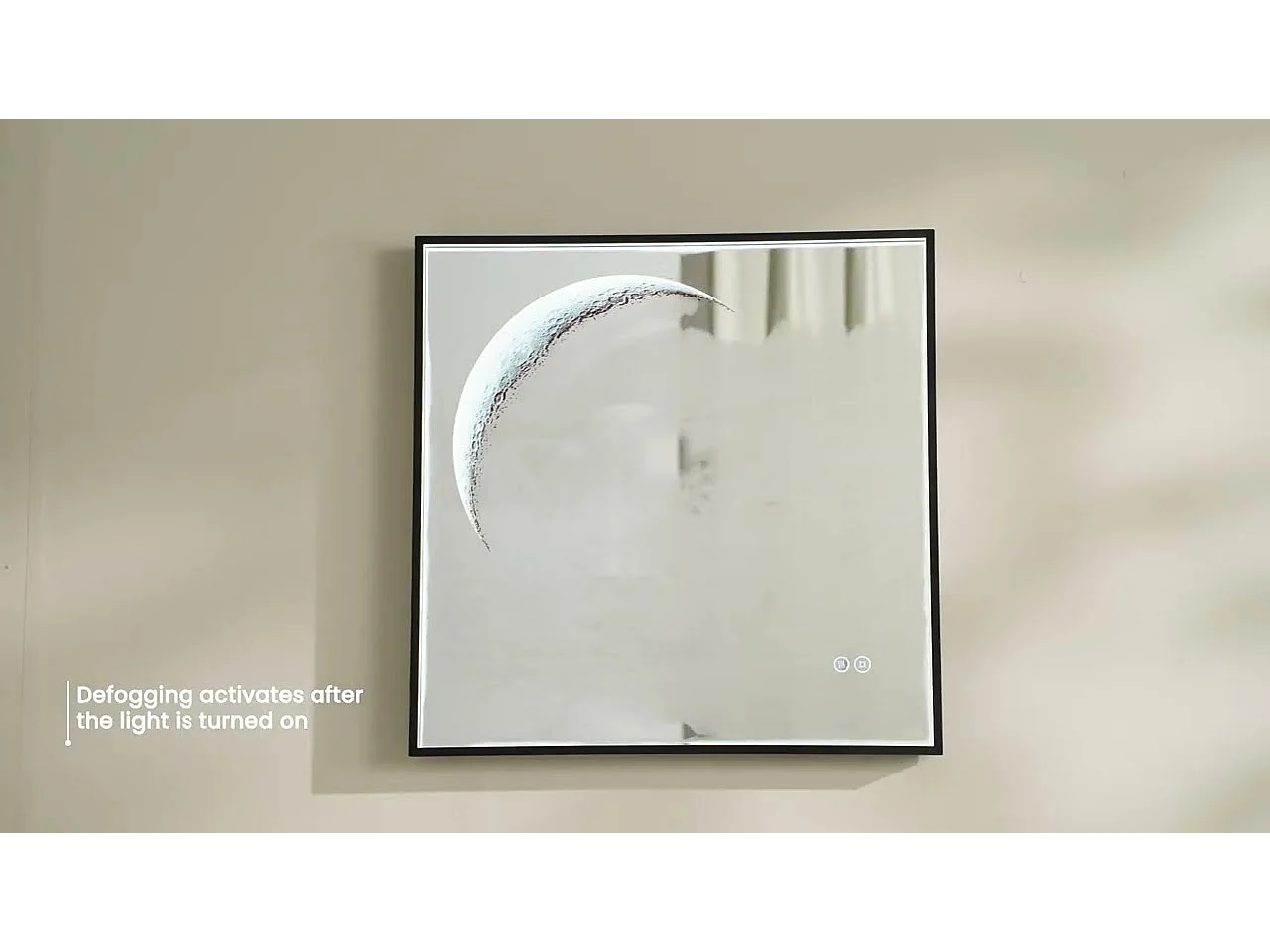 EMKE Miroir lumineux salle de bain Carré 50x50cm, Cadre noir, Miroir LED avec Interrupteur Tactile, Anti-buée, Lumière Blanche Froide