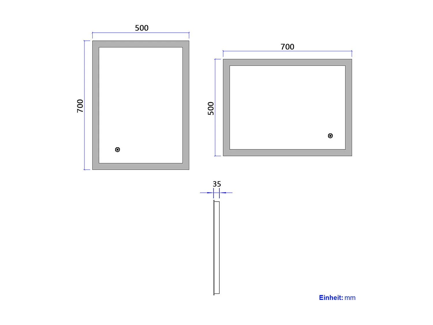 EMKE Miroir lumineux salle de bain 70x50cm, Miroir LED avec Interrupteur Tactile, Miroir avec éclairage lumière Blanche Froide
