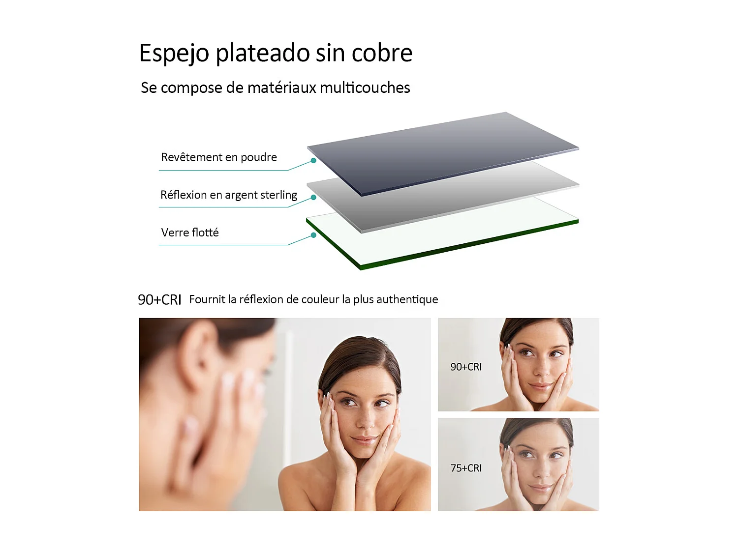 EMKE Miroir lumineux salle de bain 70x50cm, Miroir avec éclairage Miroir LED, Lumière Blanche Chaude