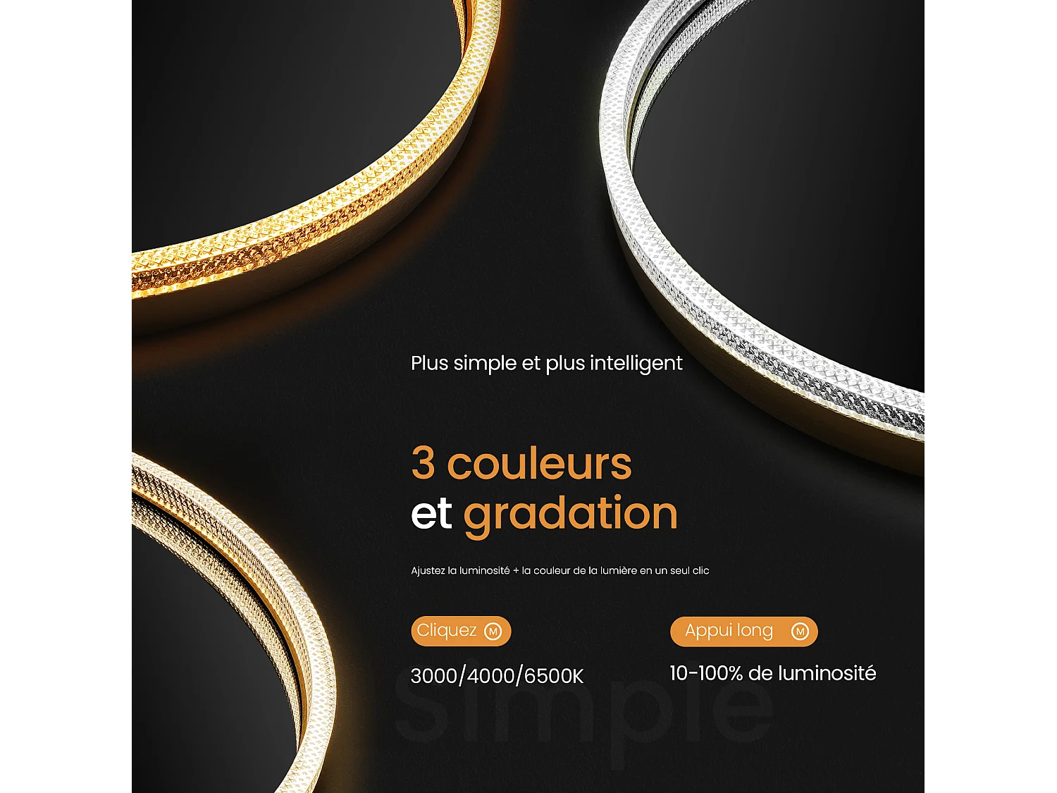 BADSPIEGEL Runder mit Beleuchtung Gold Ø60 cm