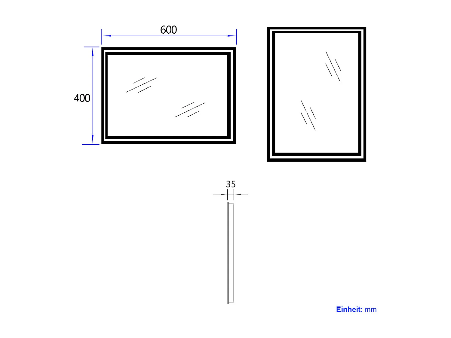 EMKE Miroir lumineux salle de bain 60x40cm, Miroir LED avec Interrupteur à bouton, Anti-buée, Miroir avec éclairage lumière Blanche Froide/Chaude