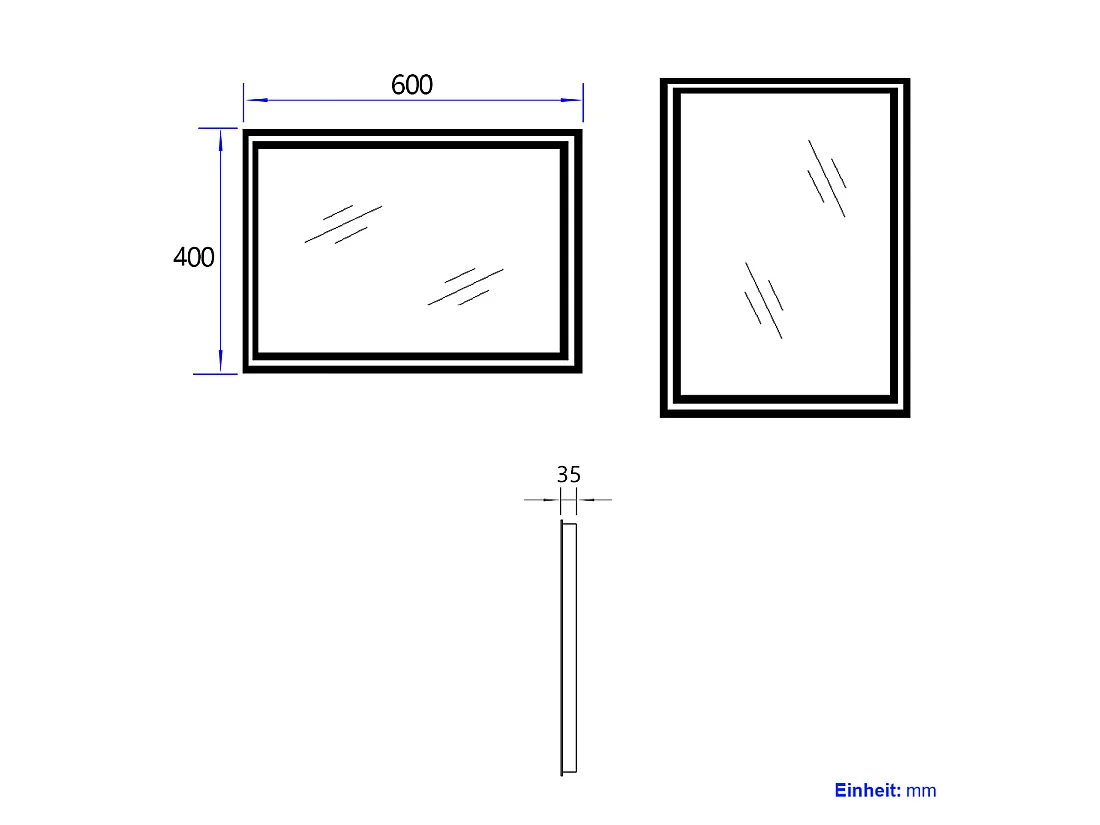 EMKE LED Badkamerspiegel 60 x 40 cm, Mechanische Schakelaar, Anti Condensfunctie, Voor- en Achtergrondverlichting, Warmwit/Koudwit