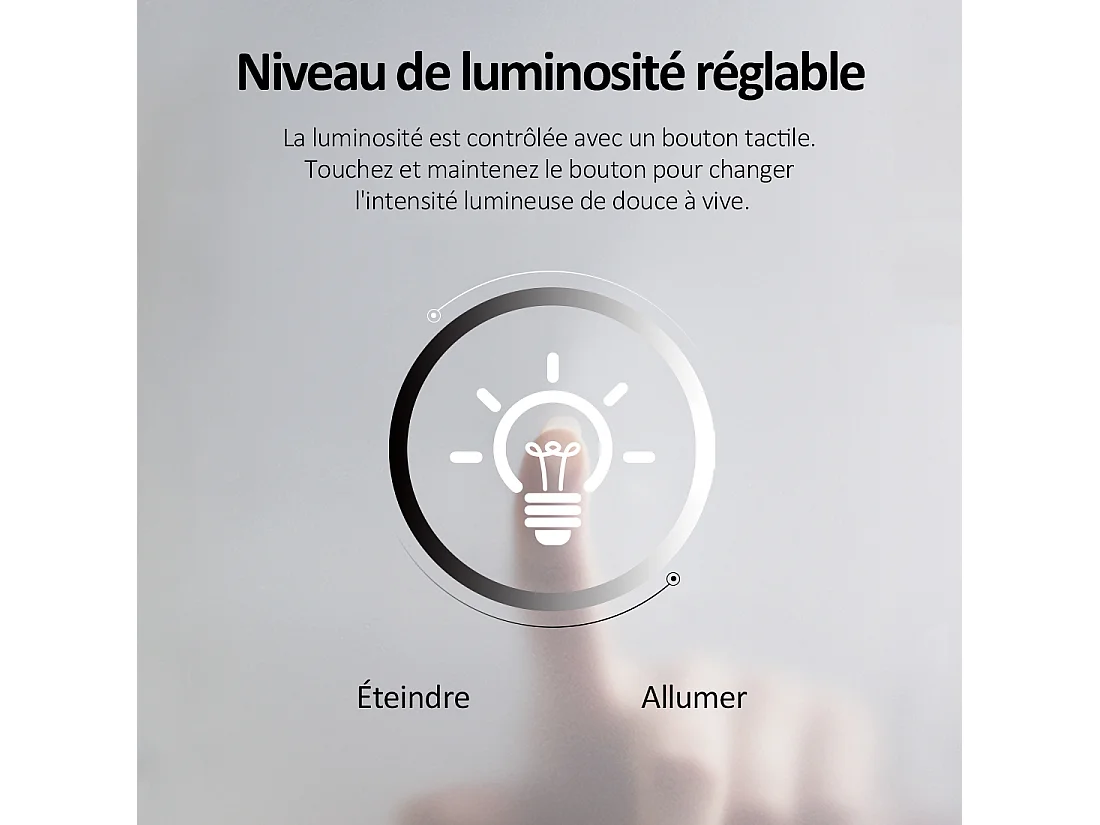 EMKE Miroir lumineux salle de bain 80x60cm, Miroir avec éclairage, Interrupteur tactile, Miroir LED Lumière Blanche Froide