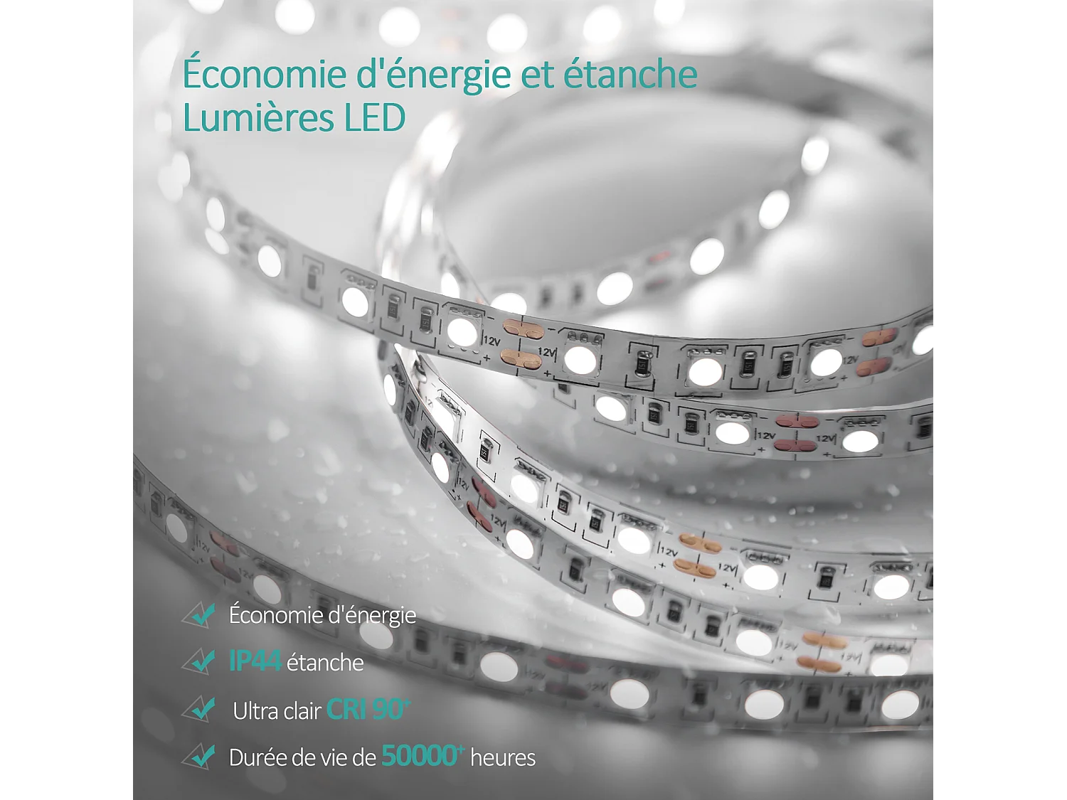 EMKE Miroir lumineux salle de bain 120x60cm, Miroir LED avec Interrupteur Tactile, 3x Grossissement, Miroir avec éclairage Lumière Blanche Froide