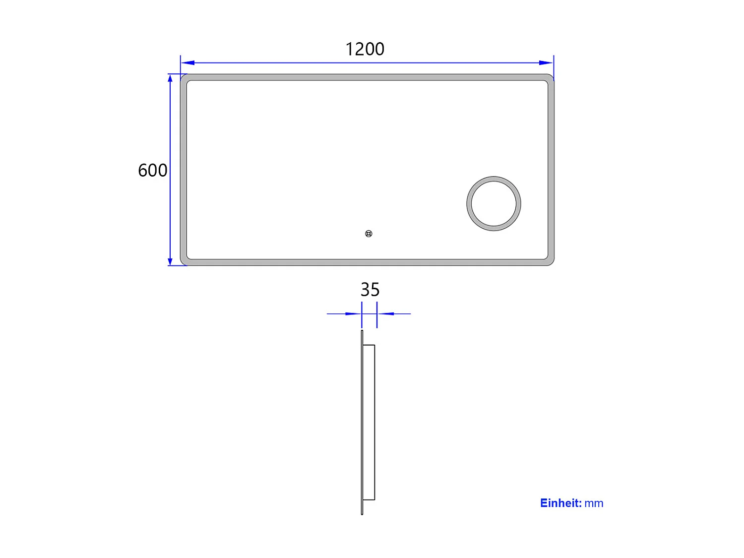 EMKE Miroir lumineux salle de bain 120x60cm, Miroir LED avec Interrupteur Tactile, 3x Grossissement, Miroir avec éclairage Lumière Blanche Froide