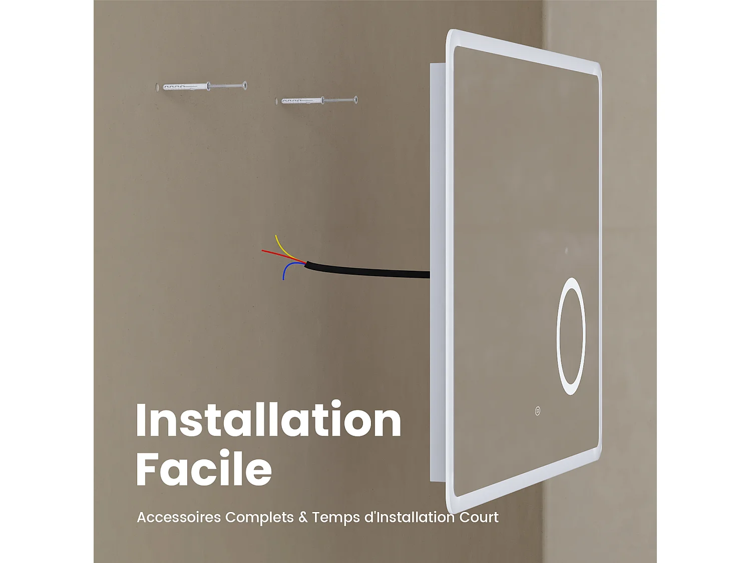 EMKE LED Badkamerspiegel 120 x 60 cm met Touchschakelaar, 3x Vergroting, Koudwit Licht 6500 K