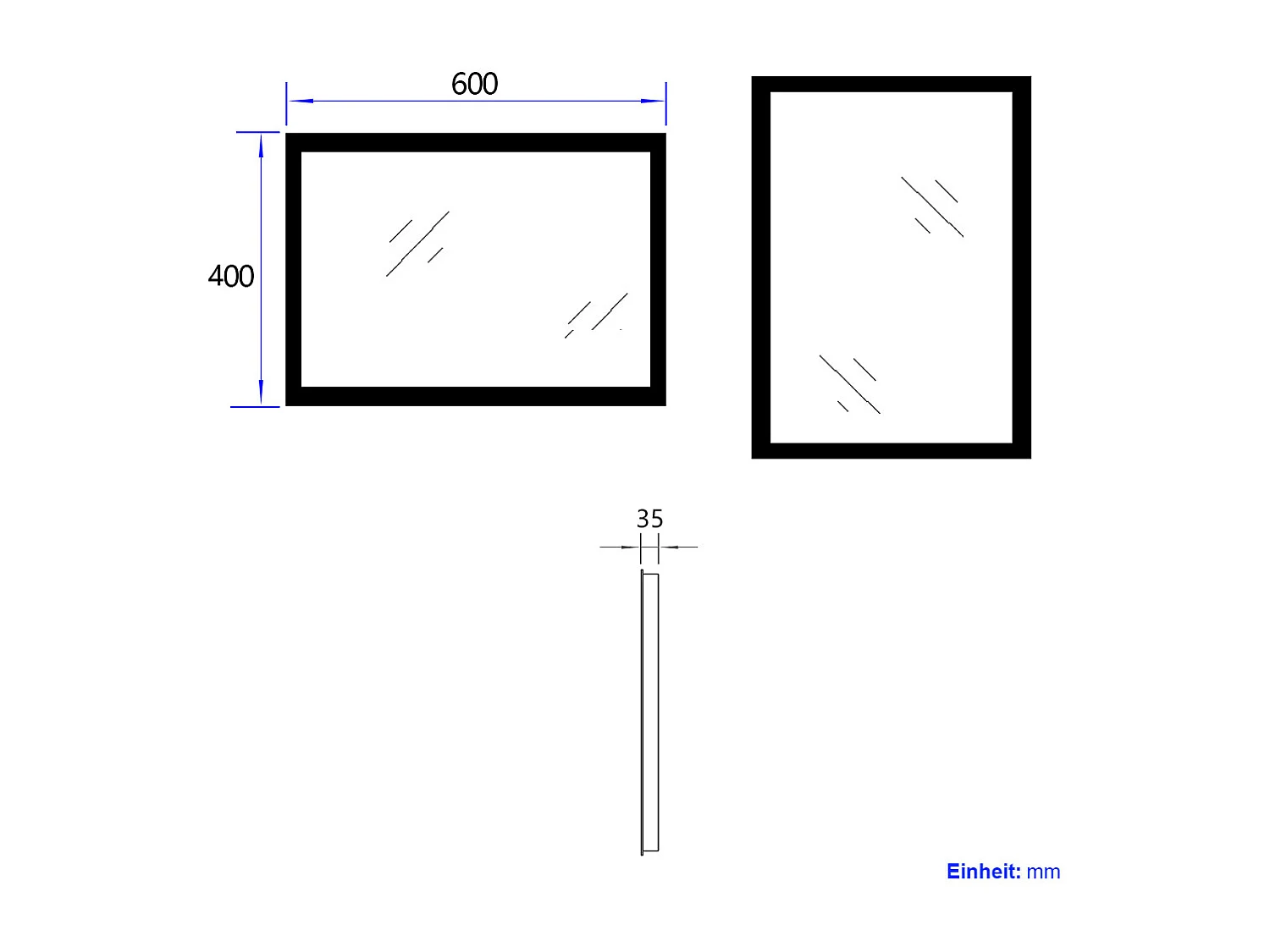 EMKE Miroir Salle de Bain 60x40cm Miroir lumineux LED, Miroir Cosmétiques Mural avec éclairage, Lumière Blanche Chaude,  Interrupteur mural