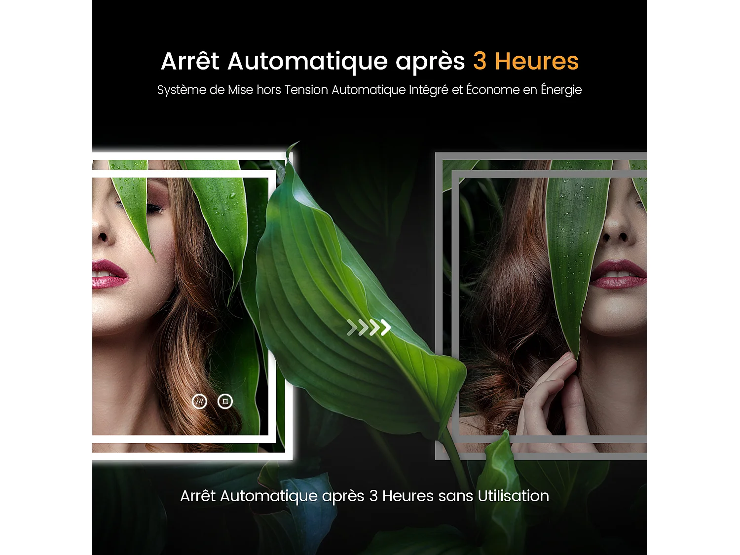 EMKE Miroir lumineux salle de bain 60x80cm, Miroir avec l'éclairage, Interrupteur Tactile, Anti-buée, Miroir LED avec Lumière Blanche Froide