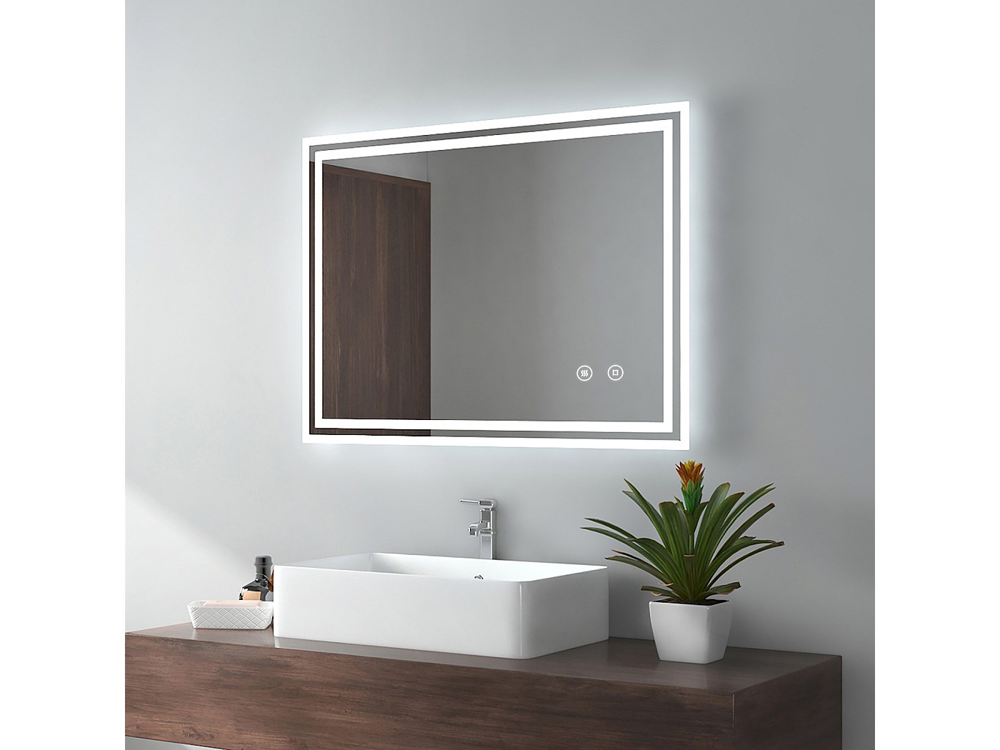 Miroir De Salle De Bain LED Sur Mesure - Éclairage Touch, Cadre Doré, 36 Mm, Garantie 2 Ans