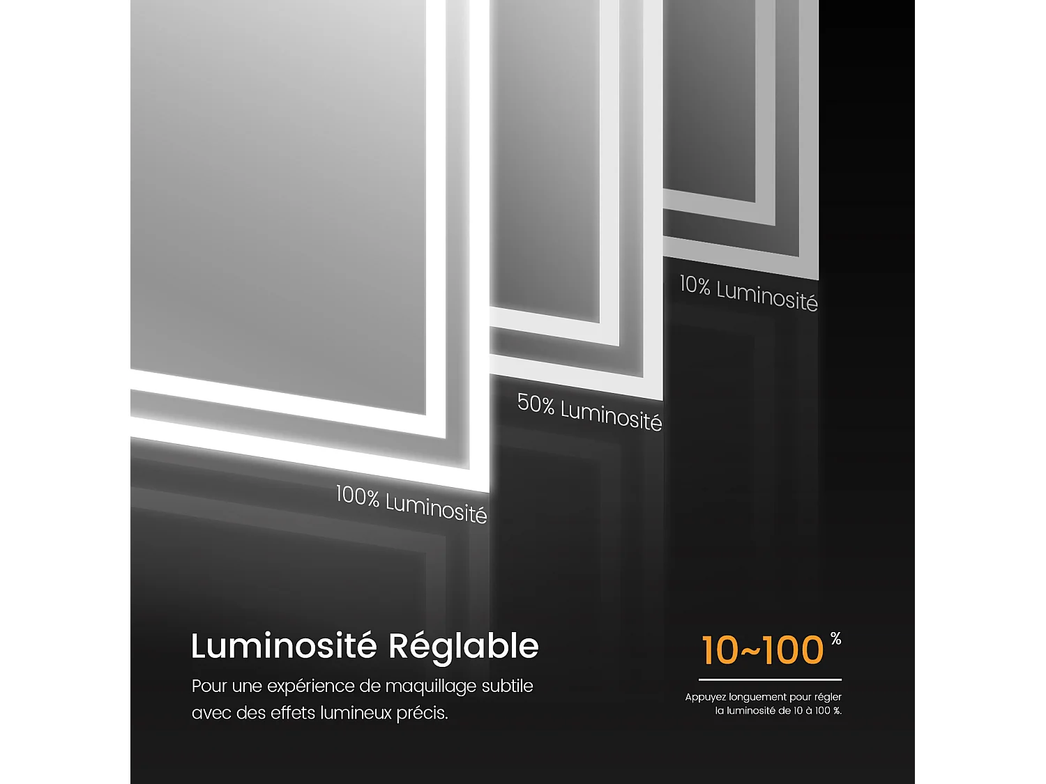 EMKE Miroir lumineux salle de bain 60x80cm, Miroir avec l'éclairage, Interrupteur Tactile, Anti-buée, Miroir LED avec Lumière Blanche Froide