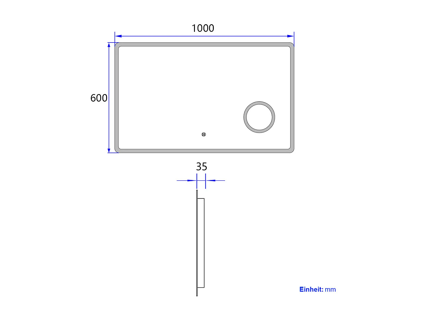 EMKE Miroir lumineux salle de bain 100x60cm, Miroir LED avec Interrupteur Tactile, 3x Grossissement, Miroir avec éclairage Lumière Blanche Froide