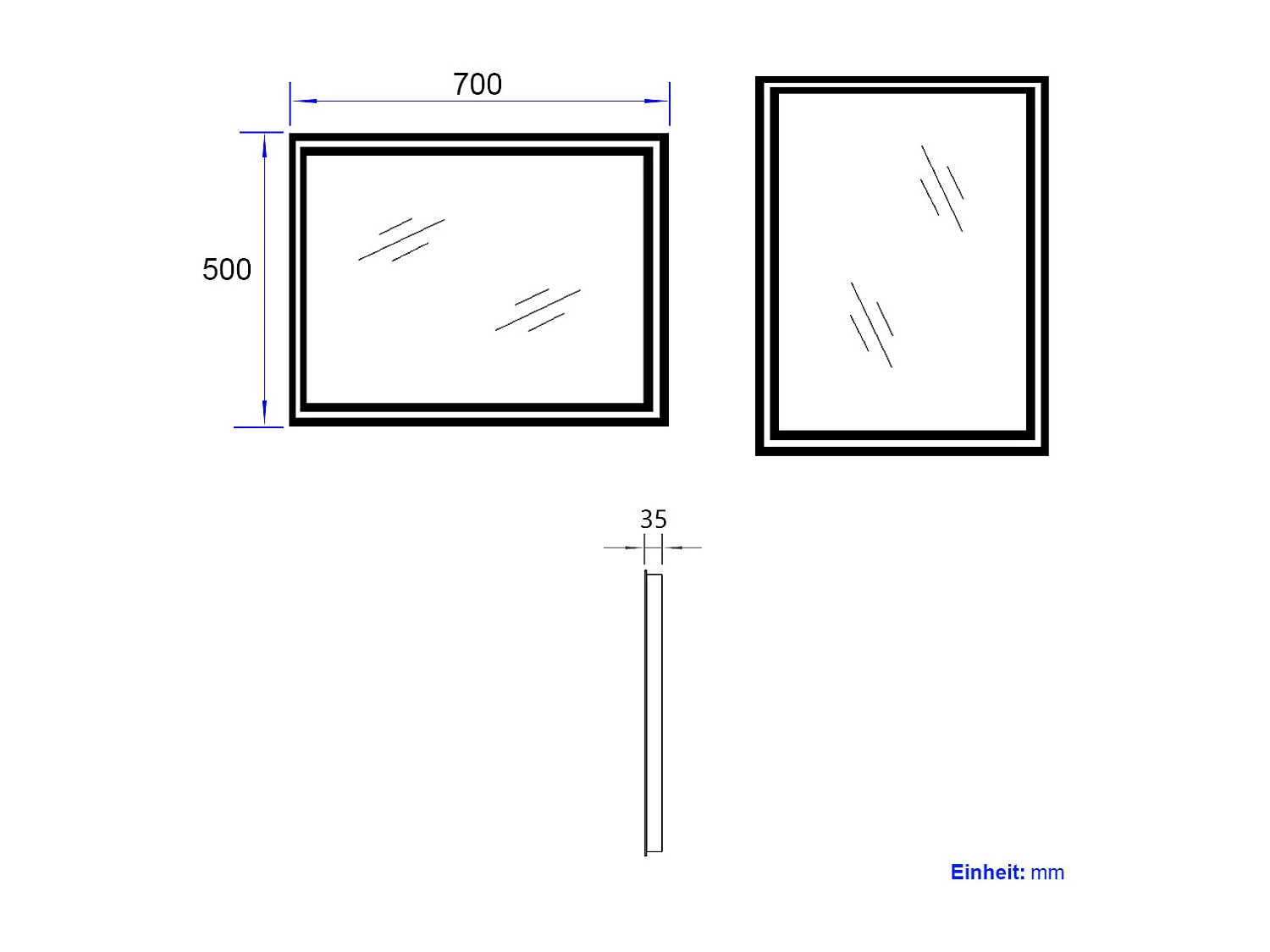 EMKE Verlicht badkamer spiegel 70x50cm, LED spiegel met knop, Anti-condens, Spiegel met verlichting koud/warm wit licht
