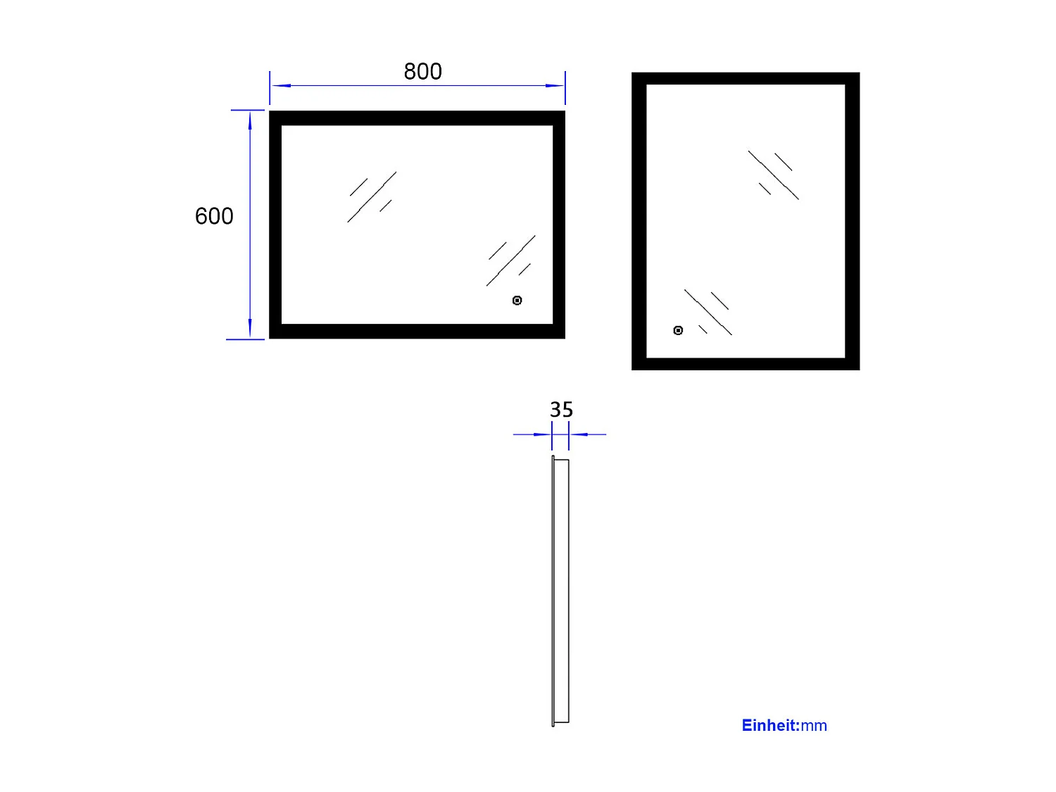 EMKE Miroir lumineux salle de bain 80x60cm, Miroir avec l'éclairage, Interrupteur Tactile, Anti-buée, Miroir LED avec 3 couleurs de Lumières