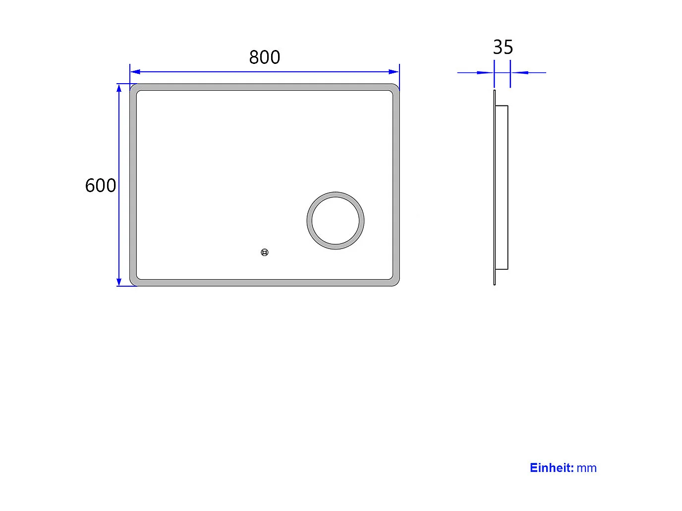 EMKE Badkamer Spiegel - Koel Wit - 3x Vergroting - Met Touchschakelaar - 80x60 cm