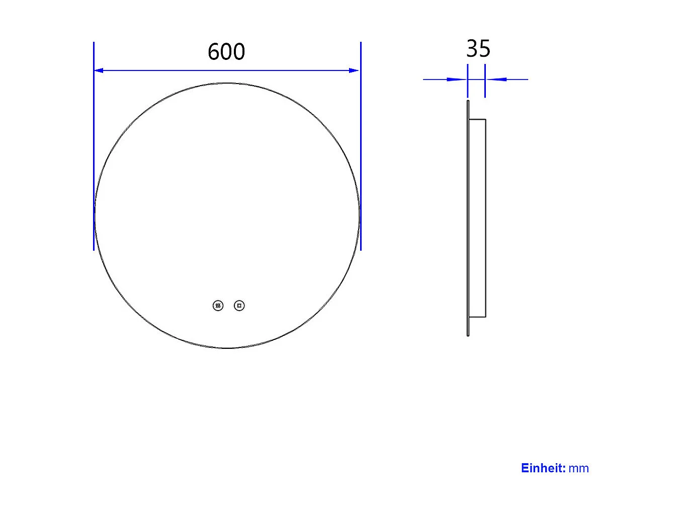 EMKE Miroir lumineux salle de bain rond diamètre 60cm, Miroir LED rétro-éclairage, Interrupteur Tactile, Anti-buée, Lumière Blanche Froide Réglable