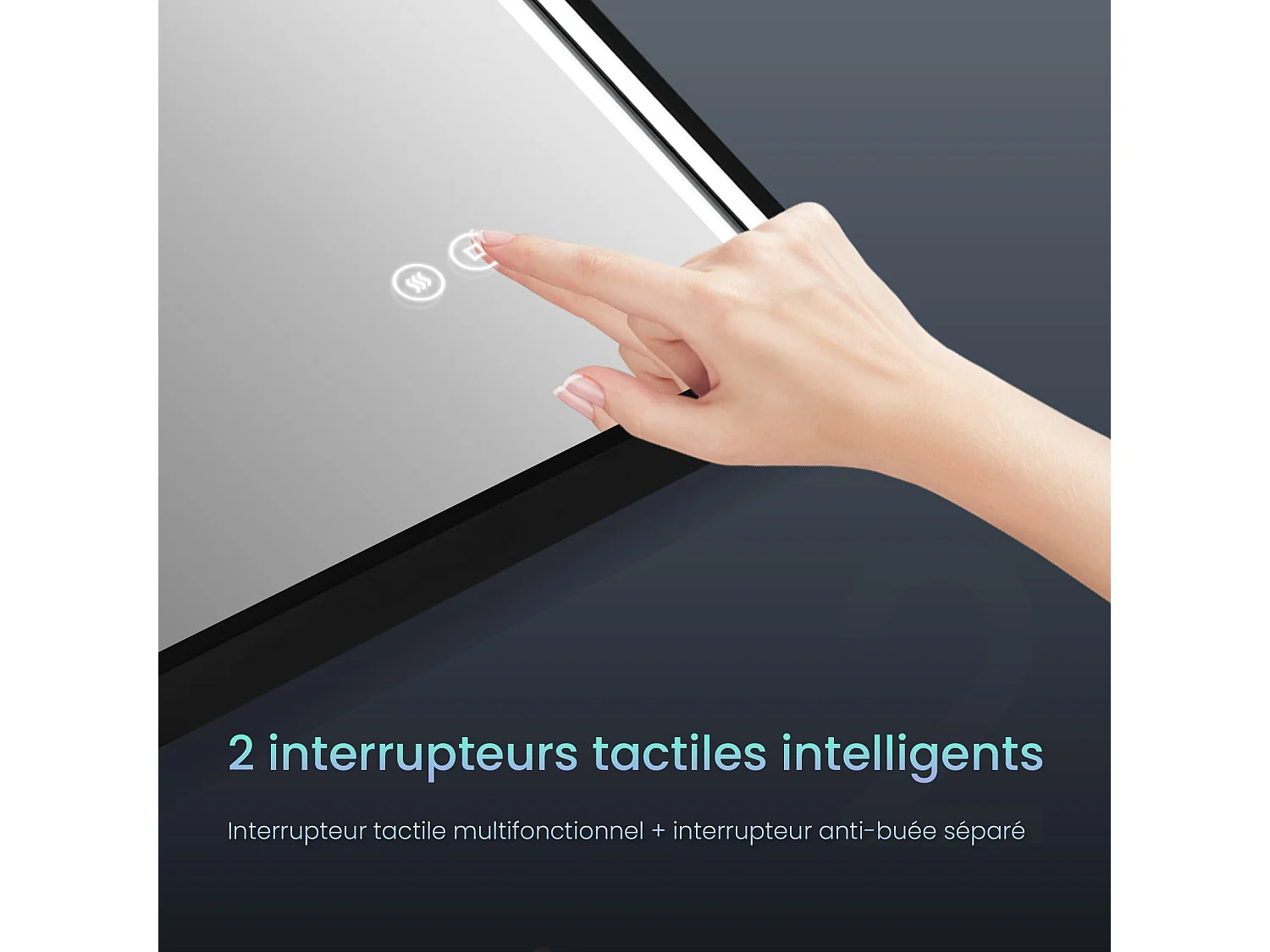 BADSPIEGEL mit Beleuchtung Schwarzer Rahmen 50/50 cm