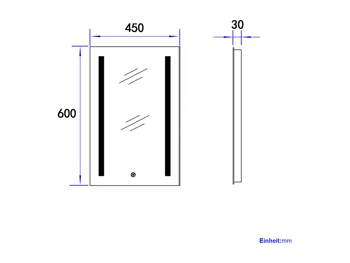 EMKE Miroir lumineux salle de bain 45x60cm, Miroir avec l'éclairage, Interrupteur Tactile, Anti-buée, Miroir LED avec Lumière Blanche Chaude