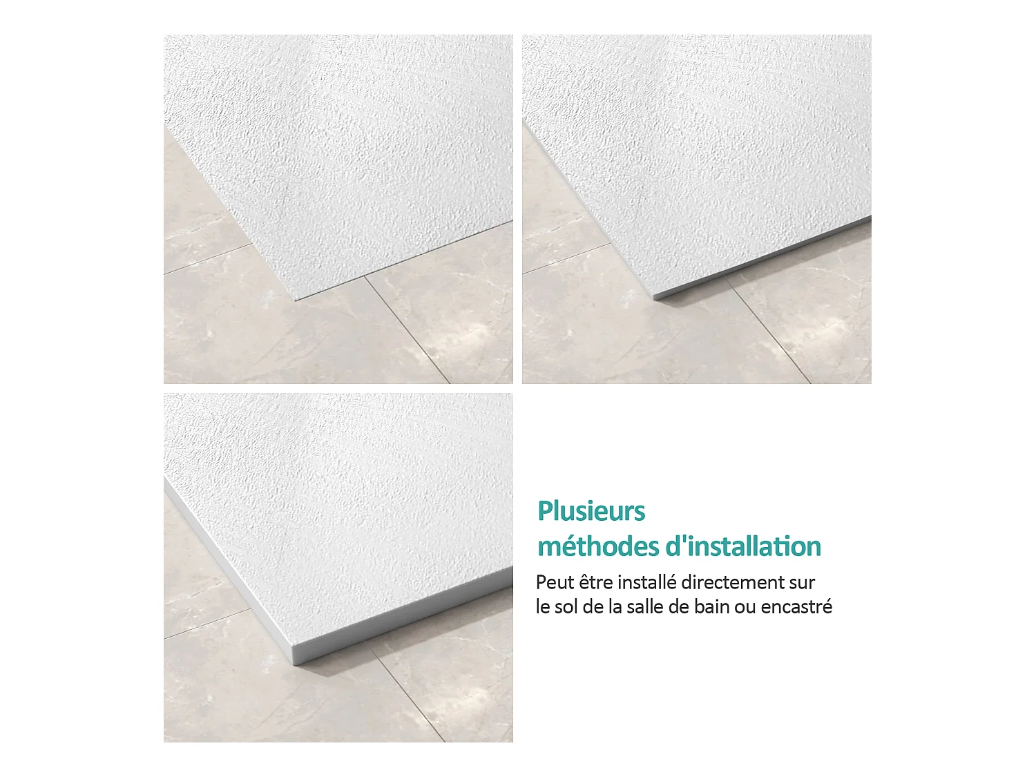 EMKE Douchebak plat antislip SMC douchebak om in te korten, 90x90 cm | Wit