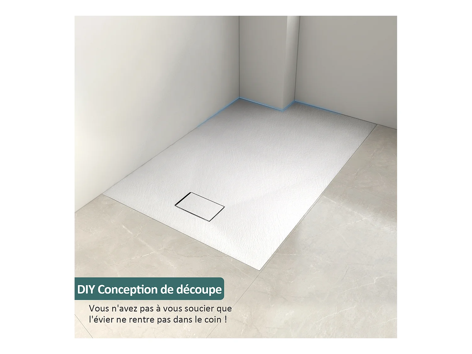 EMKE Douchebak plat antislip SMC douchebak om in te korten, 90x90 cm | Wit