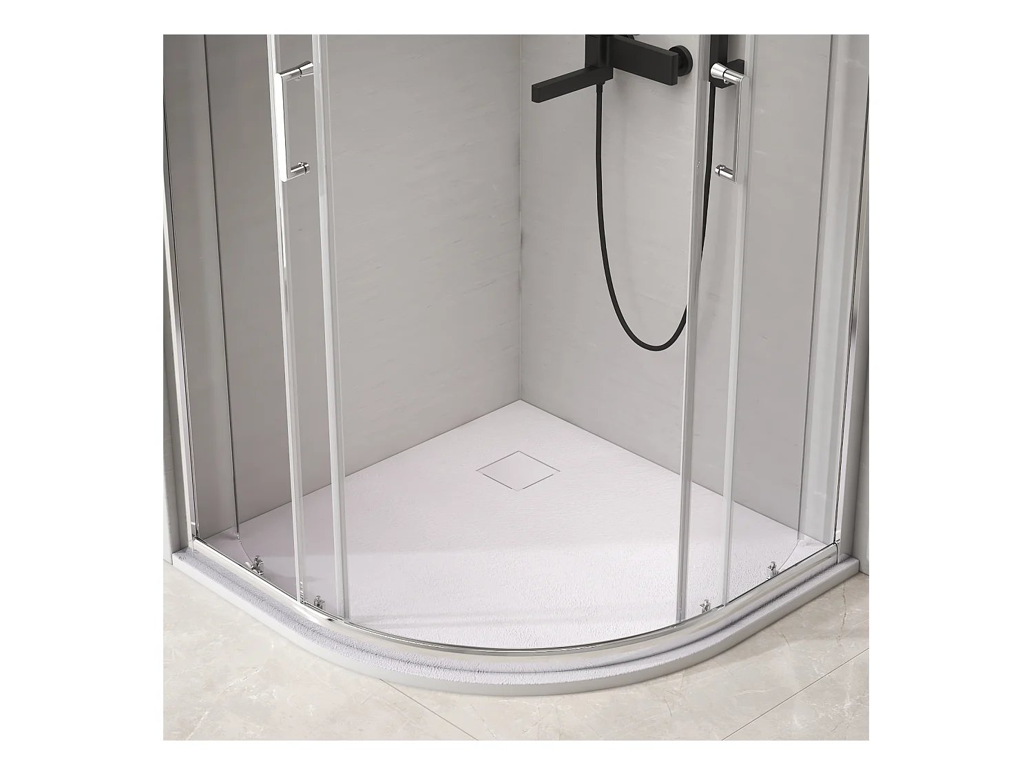EMKE Receveur de douche Semi-circulaire Antidérapant SMC receveur de douche, Blanc 90 x 90 cm