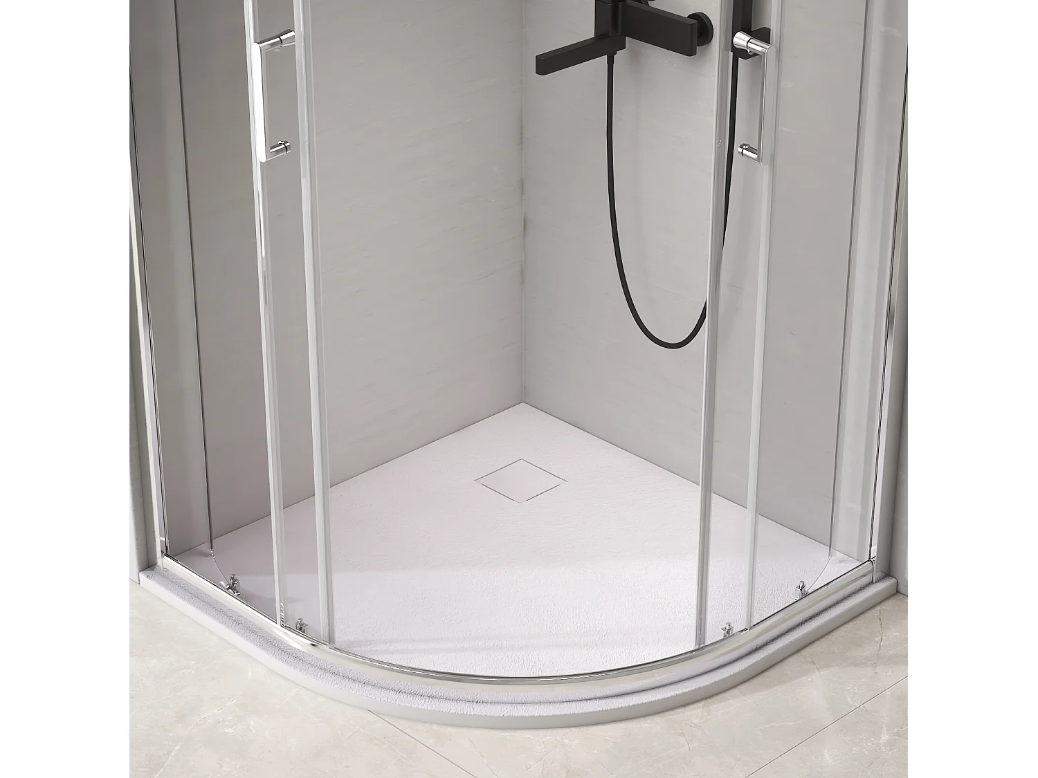 EMKE Receveur de douche Semi-circulaire Antidérapant SMC receveur de douche, Blanc 90 x 90 cm
