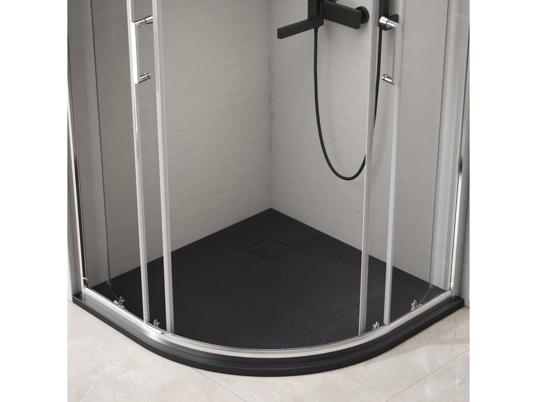 vente unique EMKE Receveur de douche Semi-circulaire Antidérapant SMC receveur de douche Noir 90 x 90 cm