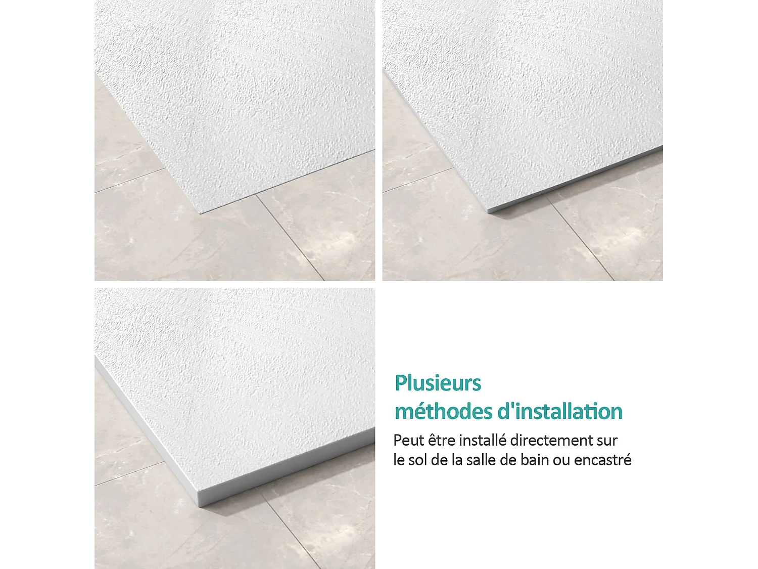 EMKE Piatto doccia piatto antiscivolo Piatto doccia SMC da ritagliare, 140x90cm | Bianco